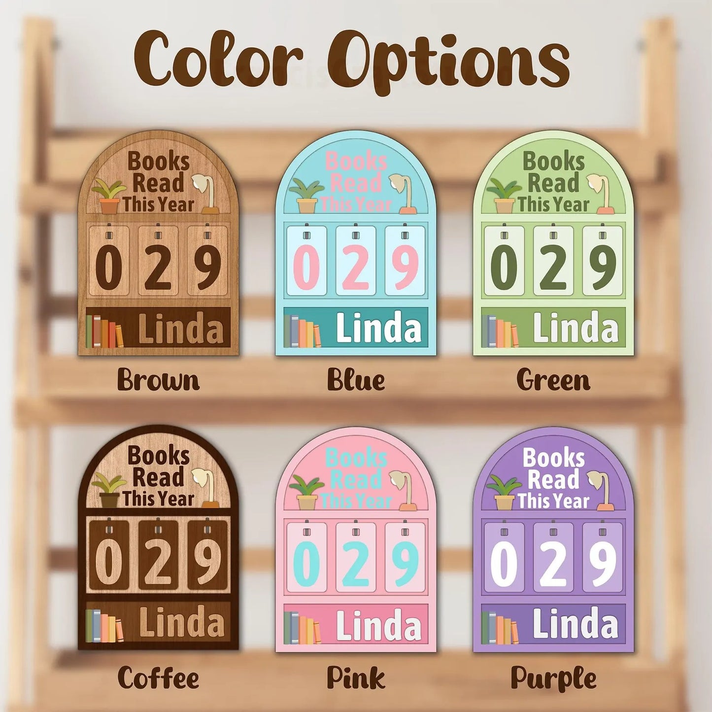 Personalized Books Read Tracker, Bookshelf Counter, Bookish Decor, Gift for Readers