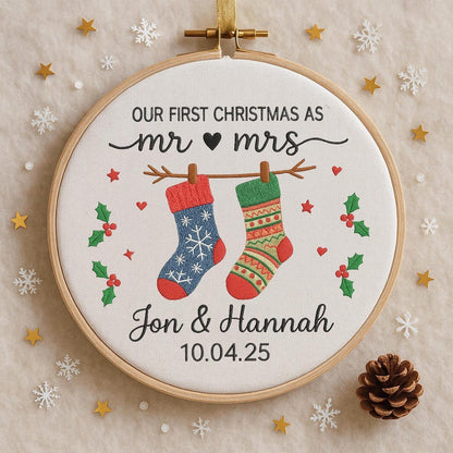 First Christmas Married Ornament, Customized Our First Christmas As Mr And Mrs Christmas Ornament, Personalized Wedding