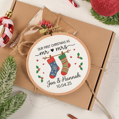 First Christmas Married Ornament, Customized Our First Christmas As Mr And Mrs Christmas Ornament, Personalized Wedding