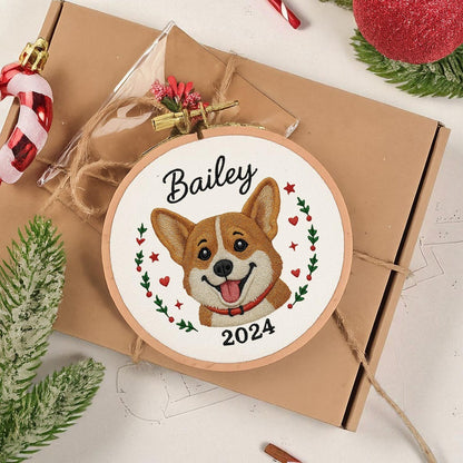 Personalized Pet Photo Christmas Handmade Ornament: Custom Name + Photo Portrait