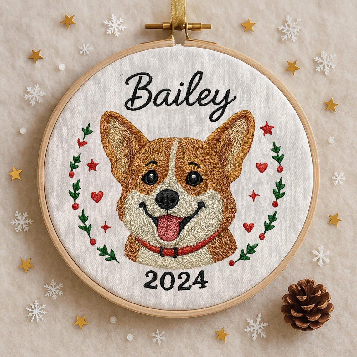 Personalized Pet Photo Christmas Handmade Ornament: Custom Name + Photo Portrait