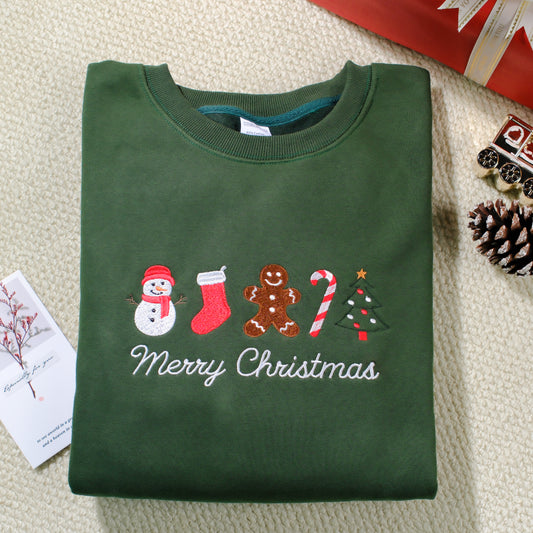 Merry Christmas Embroidered Sweatshirt