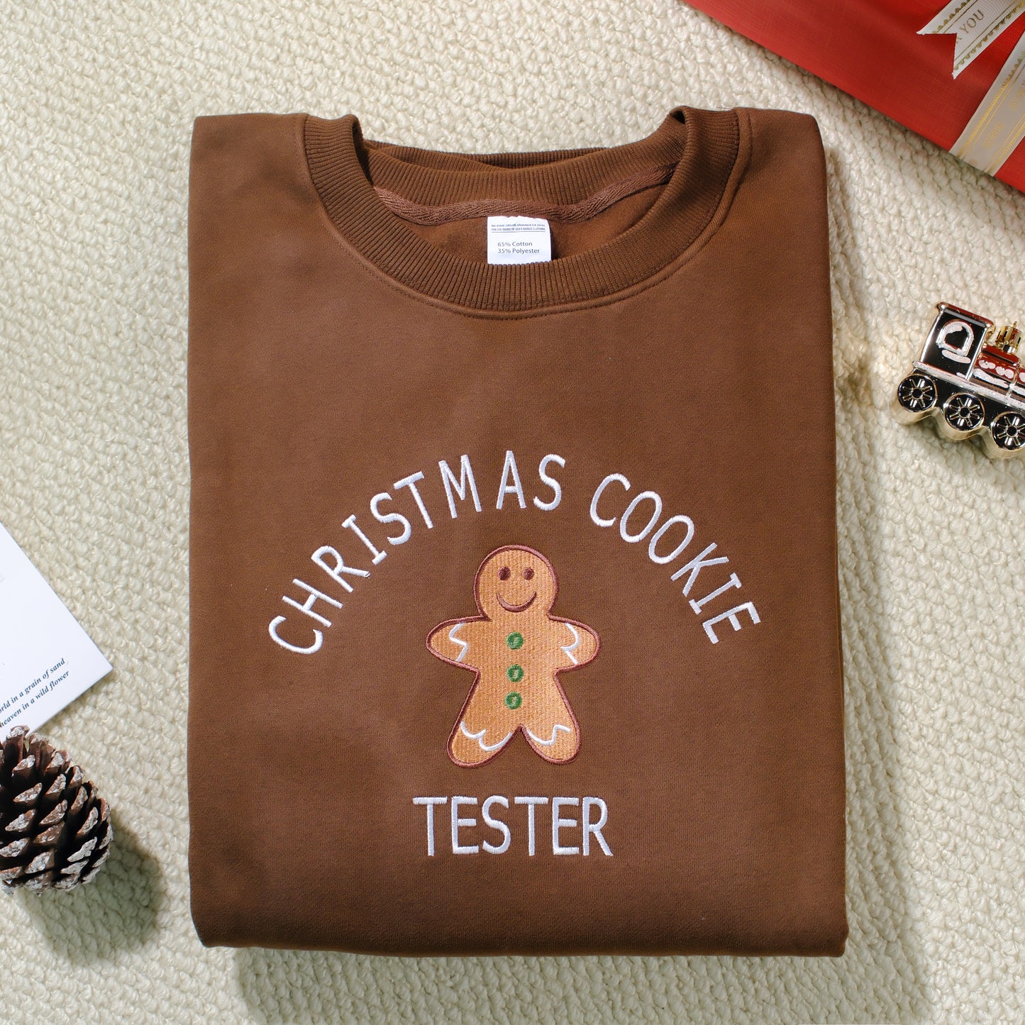 Christmas Gingerbread Cookie Embroidered Sweatshirt