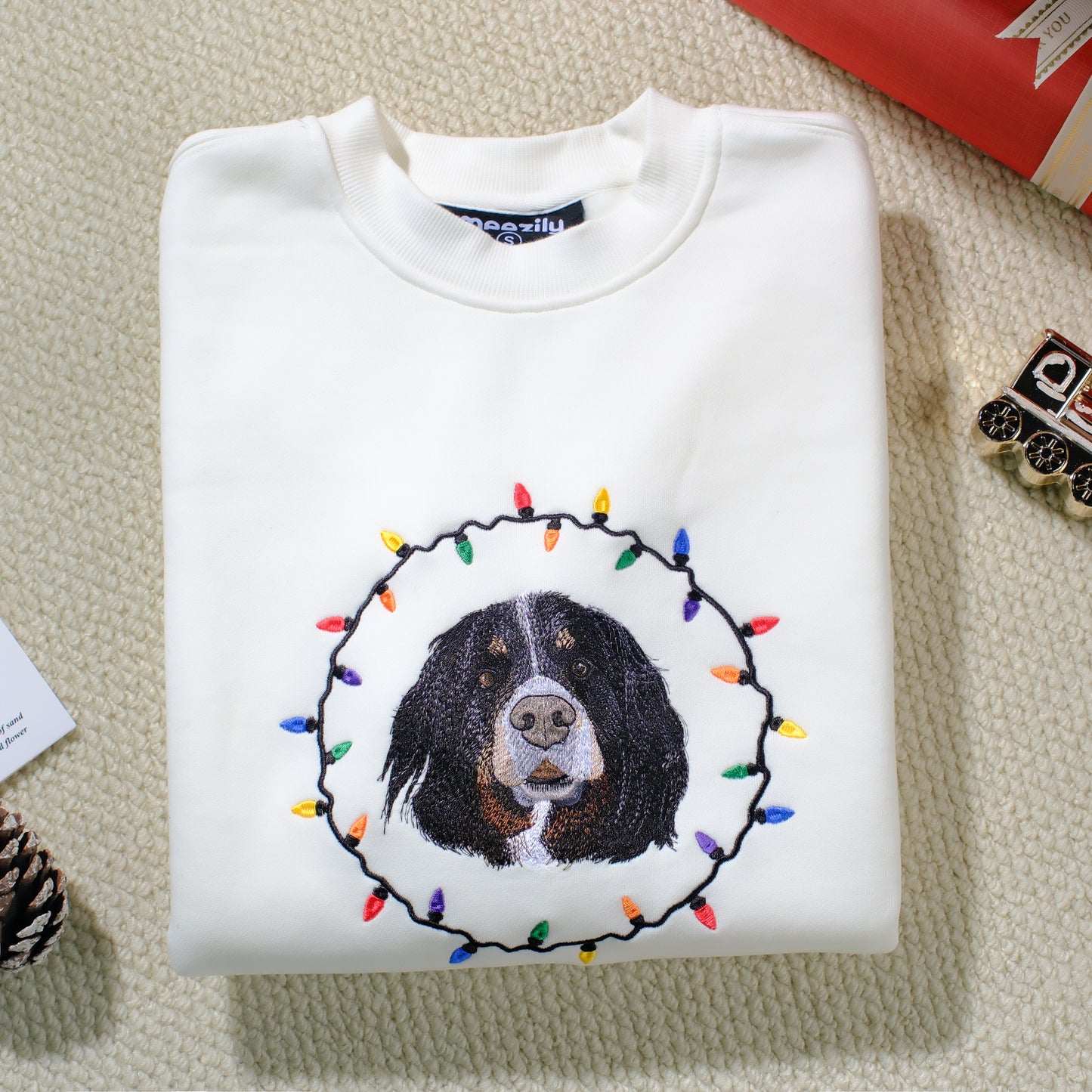 Custom Embroidered Christmas Pet Sweatshirt, Gift For Pet Owners