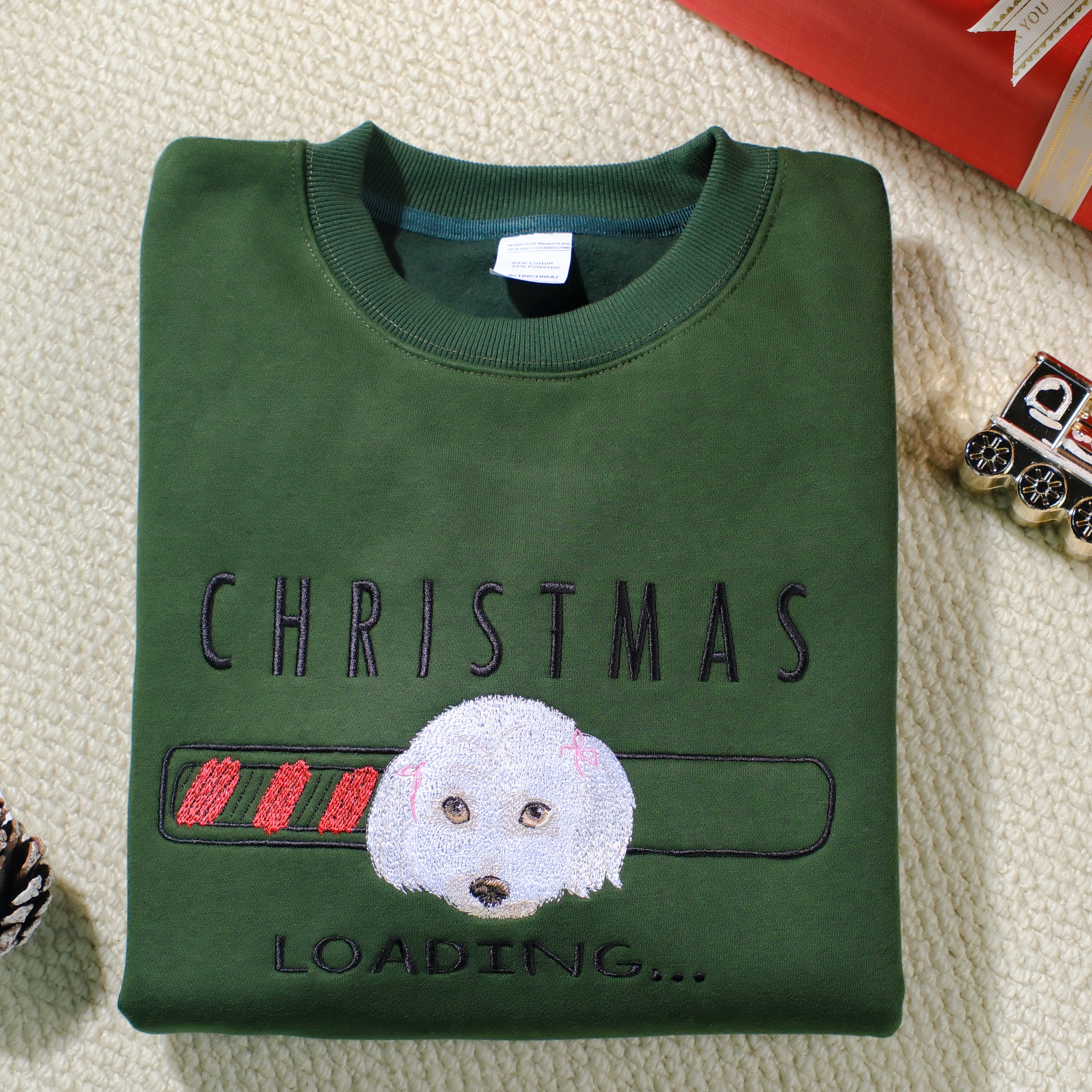 Custom Embroidered Christmas Pet Sweatshirt, Gift For Pet Owners