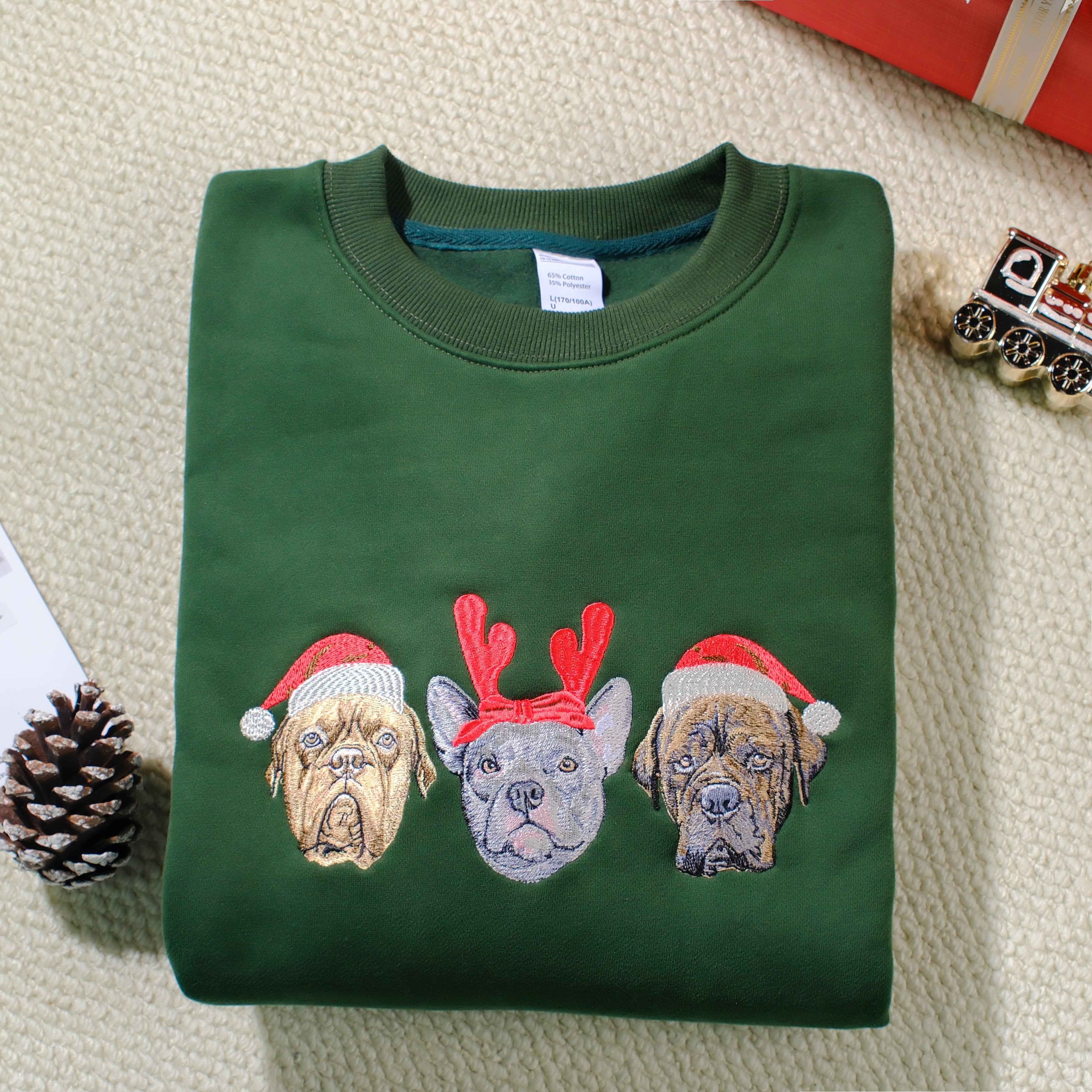 Custom Embroidered Christmas Pet Sweatshirt, Gift For Pet Owners