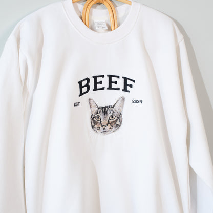 Custom Cat Portrait Embroidered Sweatshirt, Gift Idea for Pet Lovers