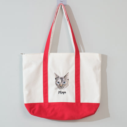 Custom Pet Embroidered Canvas Tote Bag