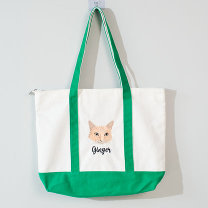 Custom Pet Embroidered Canvas Tote Bag