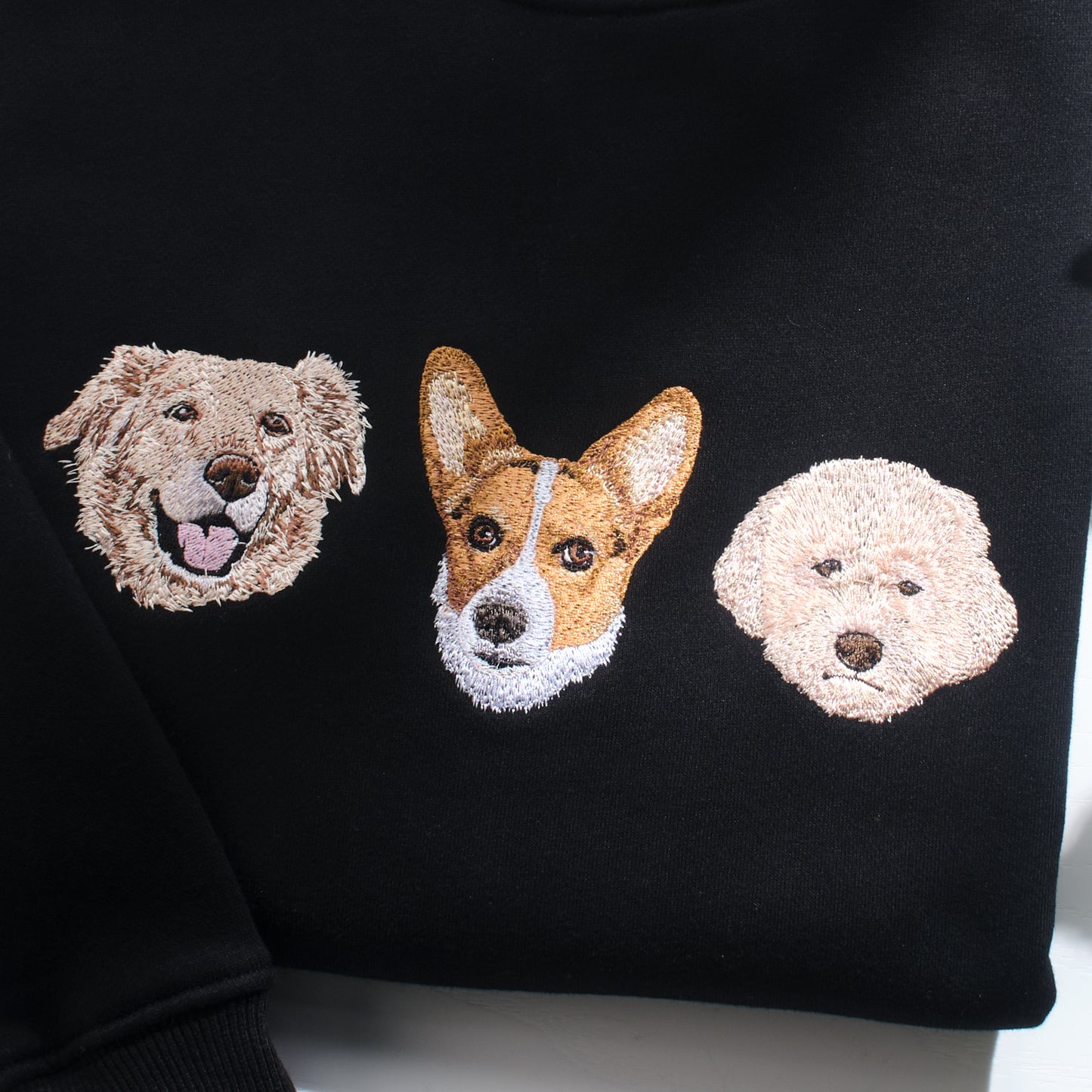 Custom Embroidery Pet Face Portrait Sweatshirt, Dog Dad Gift
