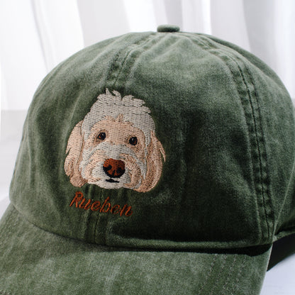 Personalized Embroidered Cat Face Dad Cap, Gift For Cat Dad