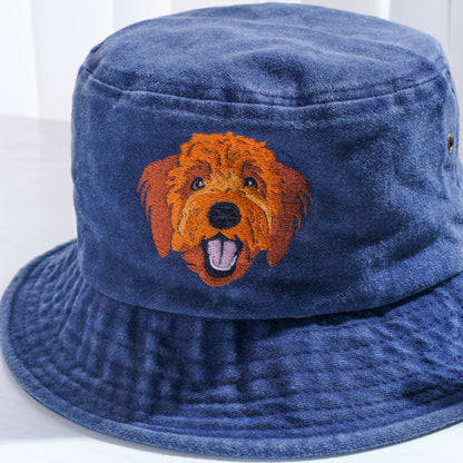 Custom Pet Portrait Bucket Cap, Gift For Pet Lovers