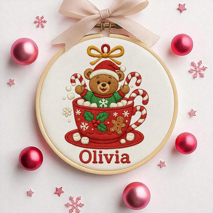 Babys First Christmas Ornament, New Baby Gift, Custom Ornament Keepsake, Personalized Embroidered Ornament for Baby First Christmas