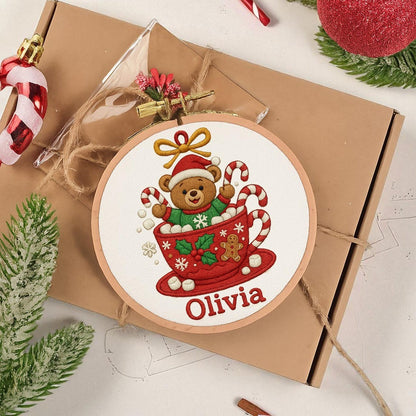Babys First Christmas Ornament, New Baby Gift, Custom Ornament Keepsake, Personalized Embroidered Ornament for Baby First Christmas
