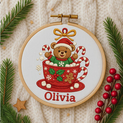 Babys First Christmas Ornament, New Baby Gift, Custom Ornament Keepsake, Personalized Embroidered Ornament for Baby First Christmas
