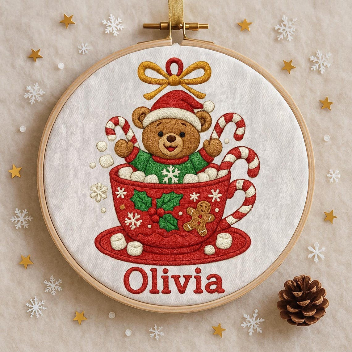 Babys First Christmas Ornament, New Baby Gift, Custom Ornament Keepsake, Personalized Embroidered Ornament for Baby First Christmas