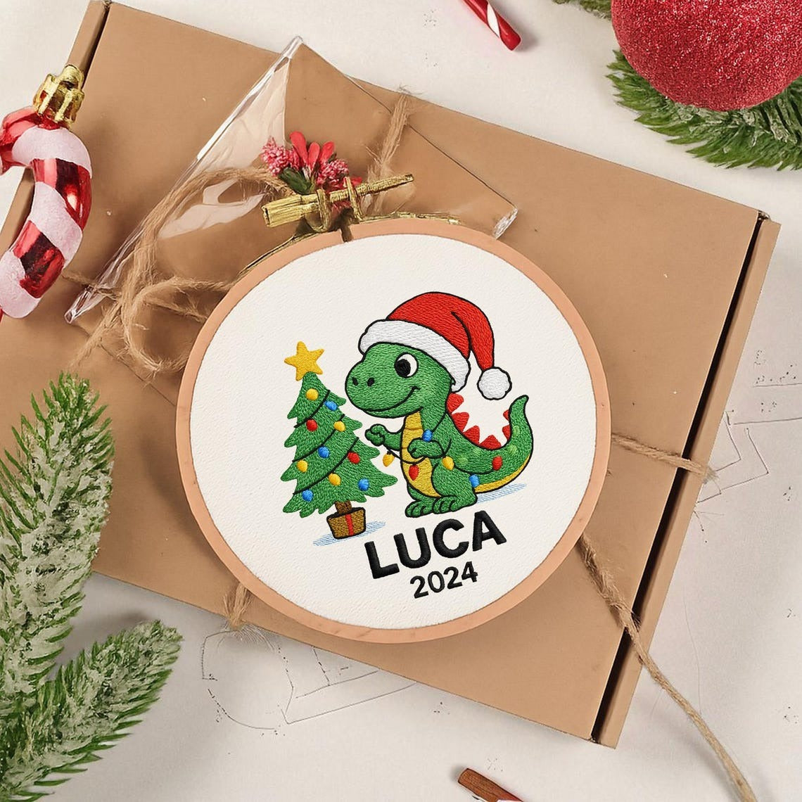 Personalized Dinosaur Christmas Ornaments for Kids, Customized Dinosaur Christmas Gift For Grandson,Grandkids Christmas