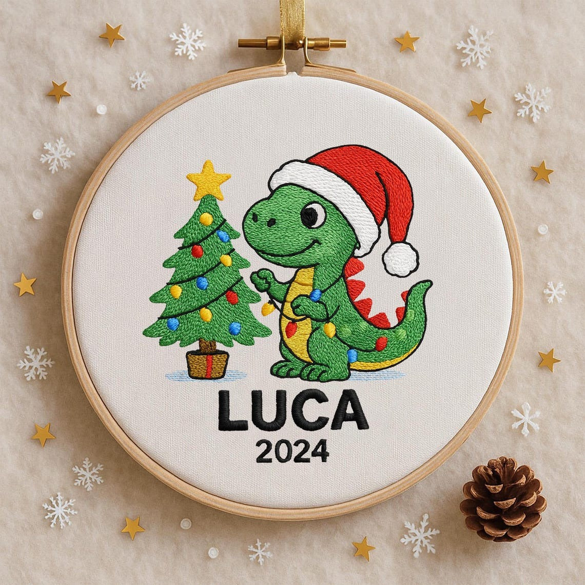 Personalized Dinosaur Christmas Ornaments for Kids, Customized Dinosaur Christmas Gift For Grandson,Grandkids Christmas