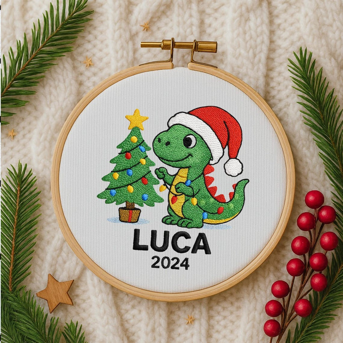 Personalized Dinosaur Christmas Ornaments for Kids, Customized Dinosaur Christmas Gift For Grandson,Grandkids Christmas