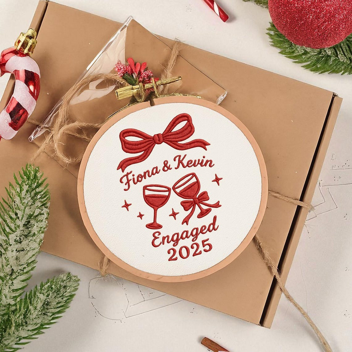 Custom Engagement Handmade Ornament, Engagement Gifts For Him Her, First Christmas Engaged Ornament,Engagement Keepsake