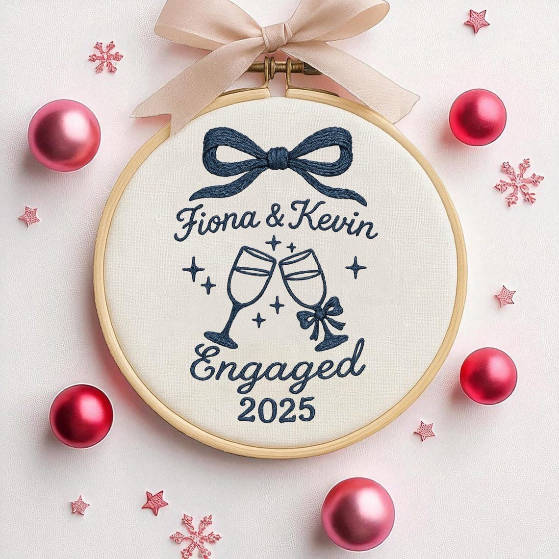 Custom Engagement Handmade Ornament, Engagement Gifts For Him Her, First Christmas Engaged Ornament,Engagement Keepsake