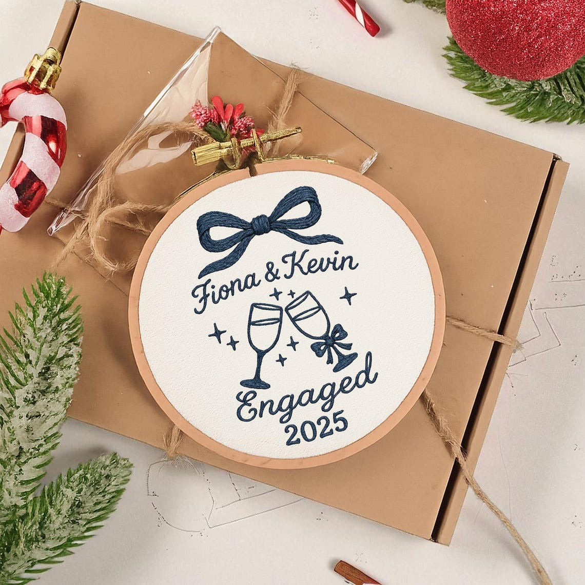 Custom Engagement Handmade Ornament, Engagement Gifts For Him Her, First Christmas Engaged Ornament,Engagement Keepsake