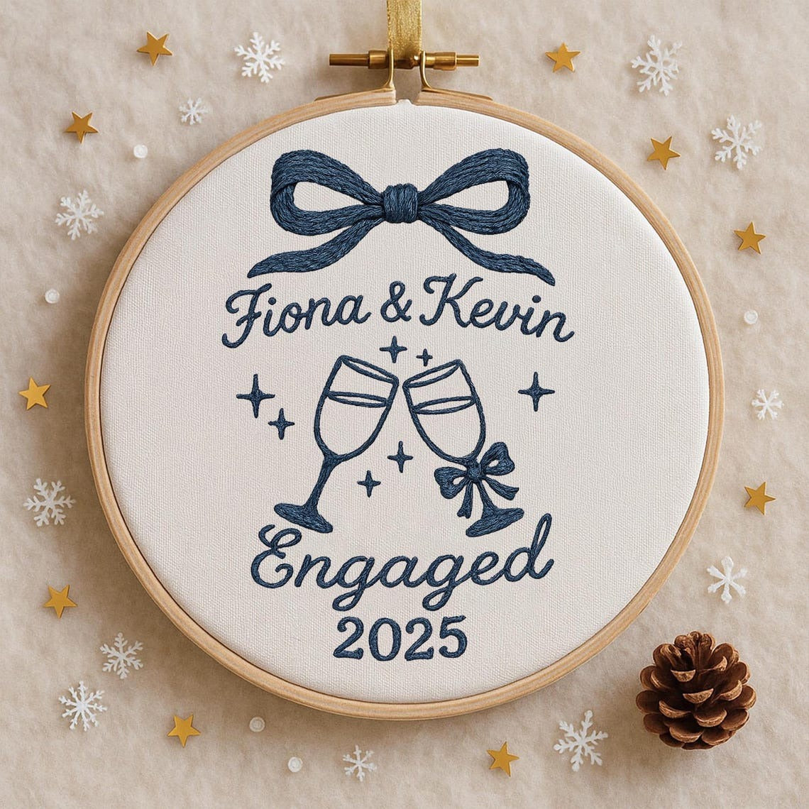 Custom Engagement Handmade Ornament, Engagement Gifts For Him Her, First Christmas Engaged Ornament,Engagement Keepsake