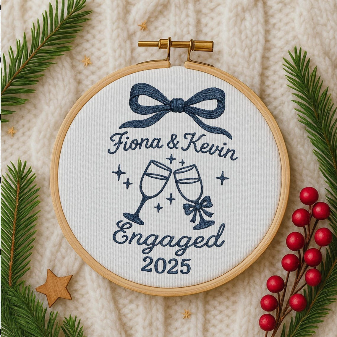 Custom Engagement Handmade Ornament, Engagement Gifts For Him Her, First Christmas Engaged Ornament,Engagement Keepsake