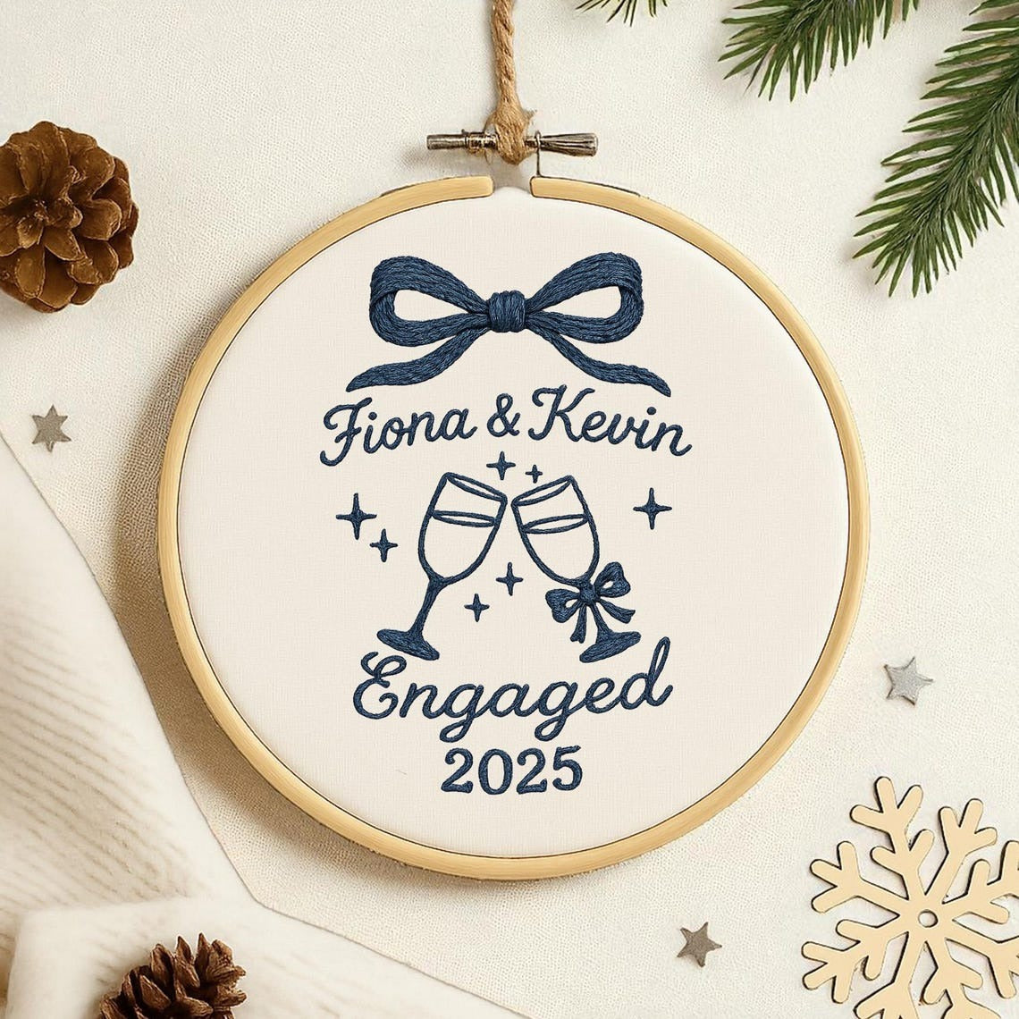 Custom Engagement Handmade Ornament, Engagement Gifts For Him Her, First Christmas Engaged Ornament,Engagement Keepsake