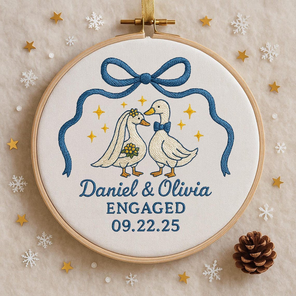 Personalized Engagement Gift for Couple, Custom Silly Goose Engaged Ornament, Engagement Keepsake Ornament Handmade