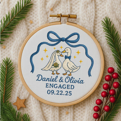 Personalized Engagement Gift for Couple, Custom Silly Goose Engaged Ornament, Engagement Keepsake Ornament Handmade