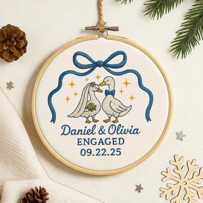 Personalized Engagement Gift for Couple, Custom Silly Goose Engaged Ornament, Engagement Keepsake Ornament Handmade