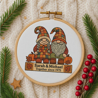 Handmade Gnome Couple Growing Old Together Ornament, Custom Gnome Couple Xmas Ornament, Anniversary for Husband Wife