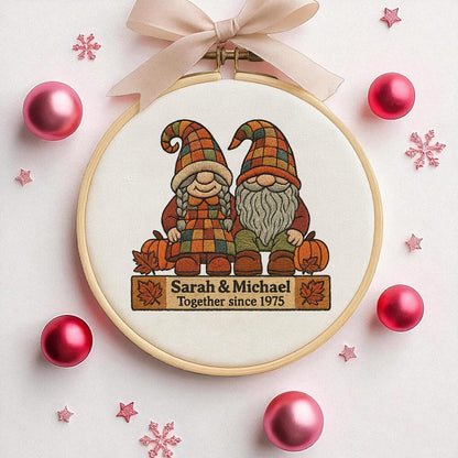 Handmade Gnome Couple Growing Old Together Ornament, Custom Gnome Couple Xmas Ornament, Anniversary for Husband Wife