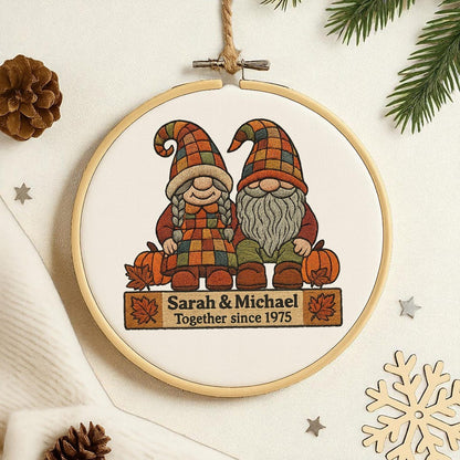 Handmade Gnome Couple Growing Old Together Ornament, Custom Gnome Couple Xmas Ornament, Anniversary for Husband Wife