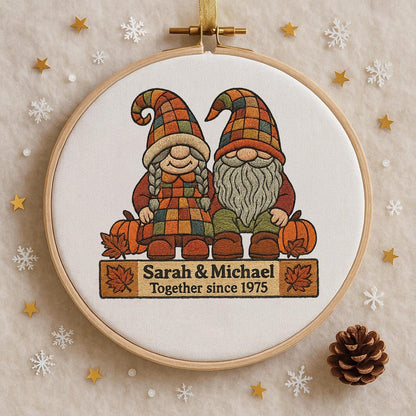 Handmade Gnome Couple Growing Old Together Ornament, Custom Gnome Couple Xmas Ornament, Anniversary for Husband Wife