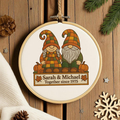 Handmade Gnome Couple Growing Old Together Ornament, Custom Gnome Couple Xmas Ornament, Anniversary for Husband Wife