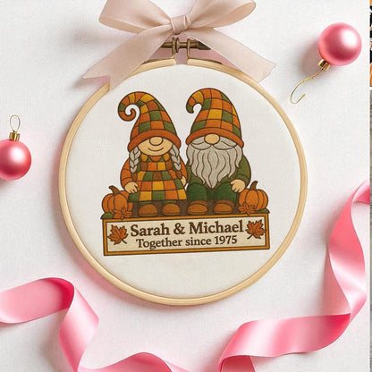 Handmade Gnome Couple Growing Old Together Ornament, Custom Gnome Couple Xmas Ornament, Anniversary for Husband Wife