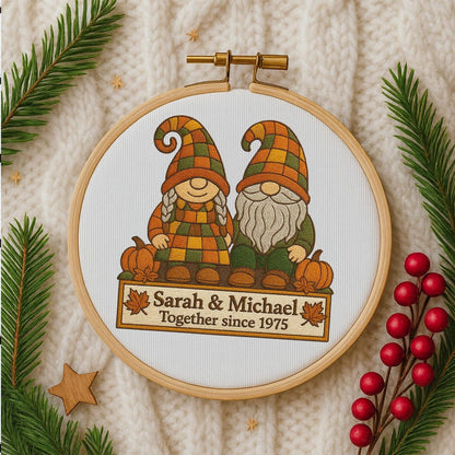 Handmade Gnome Couple Growing Old Together Ornament, Custom Gnome Couple Xmas Ornament, Anniversary for Husband Wife