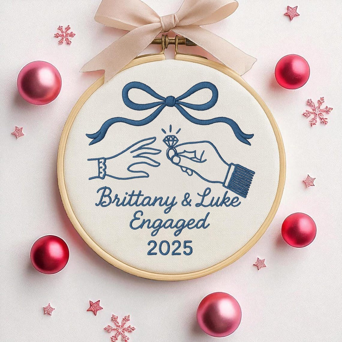 Custom First Christmas Engaged Ornament 2025, Personalized Engagement Gift for Couple Custom Engaged Christmas Ornament