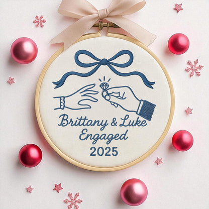 Custom First Christmas Engaged Ornament 2025, Personalized Engagement Gift for Couple Custom Engaged Christmas Ornament