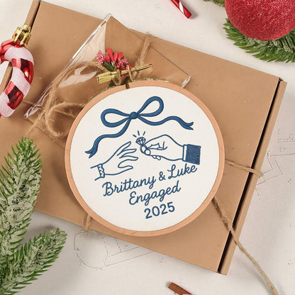 Custom First Christmas Engaged Ornament 2025, Personalized Engagement Gift for Couple Custom Engaged Christmas Ornament