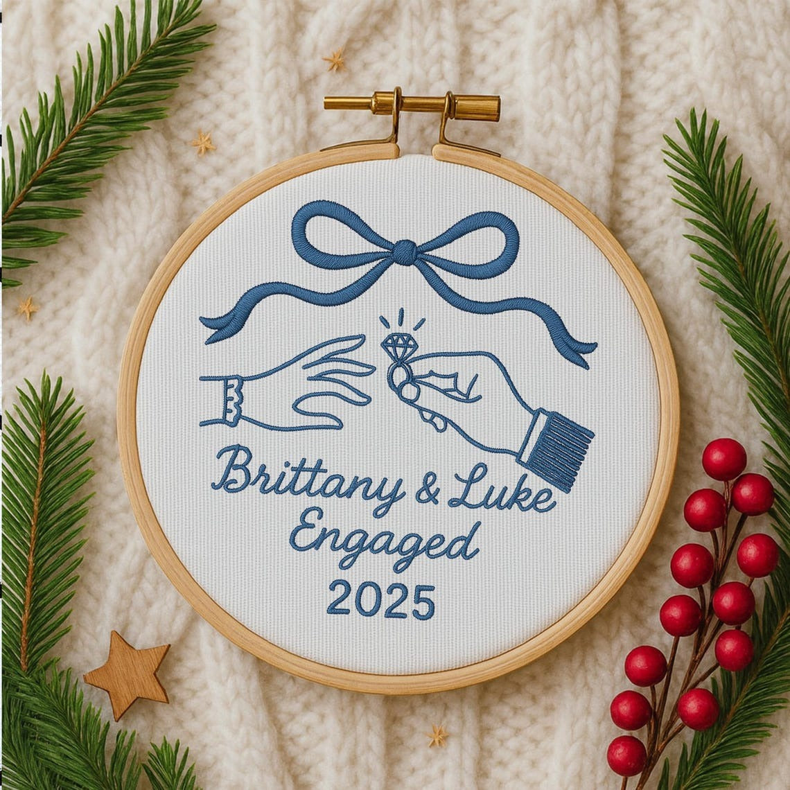 Custom First Christmas Engaged Ornament 2025, Personalized Engagement Gift for Couple Custom Engaged Christmas Ornament