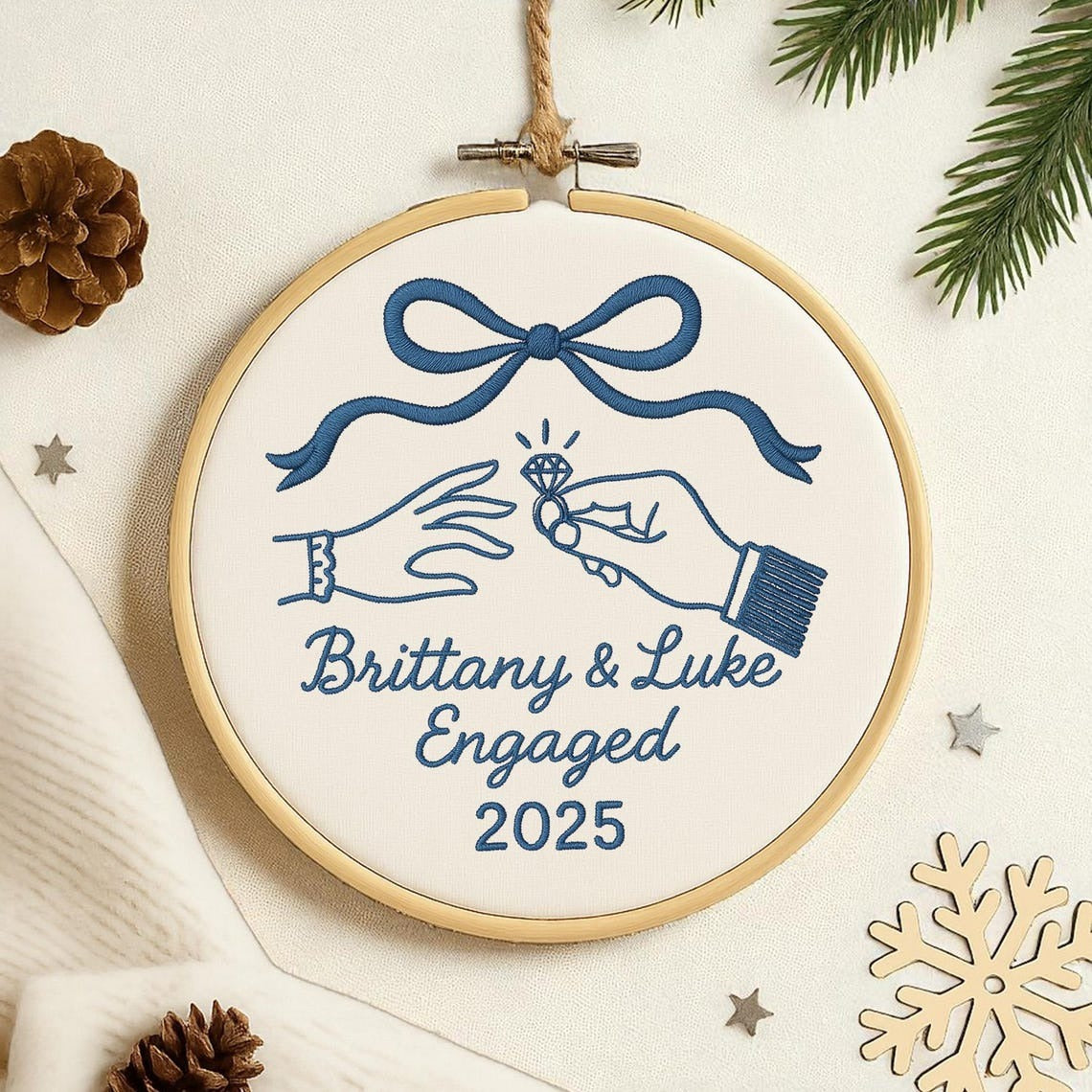 Custom First Christmas Engaged Ornament 2025, Personalized Engagement Gift for Couple Custom Engaged Christmas Ornament