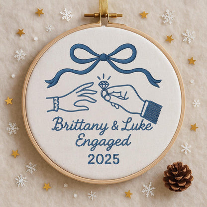 Custom First Christmas Engaged Ornament 2025, Personalized Engagement Gift for Couple Custom Engaged Christmas Ornament