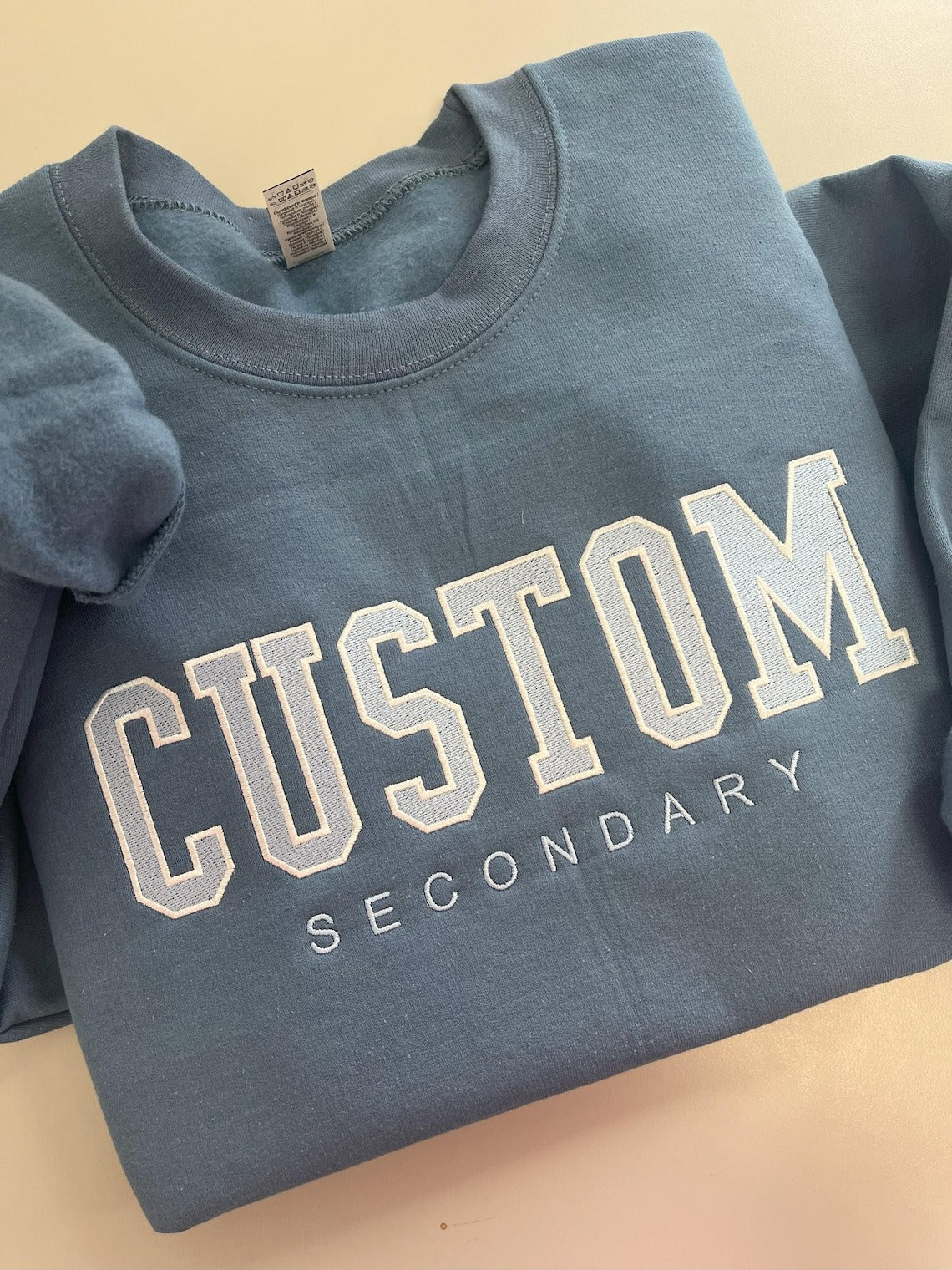 Custom Filled Embroidered Varsity Crewneck, University Sweaters