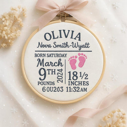 Personalized Birth Announcement Ornament, Custom Newborn Baby Birth Stats Keepsake