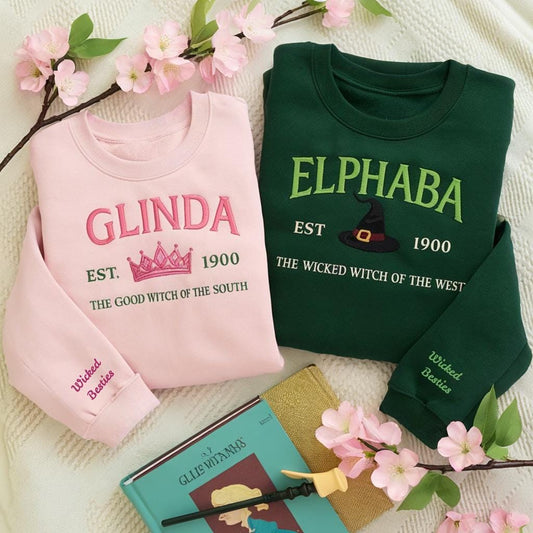 Elphaba Glinda Embroidered Sweatshirt, Wicked Musical Movie Fan Gift