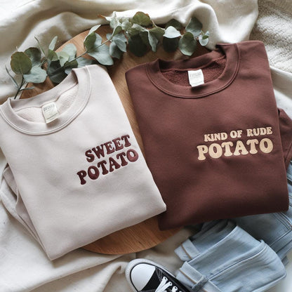 Sweet Potato Rude Potato Embroidered Sweatshirt Valentine Matching Couple Gift