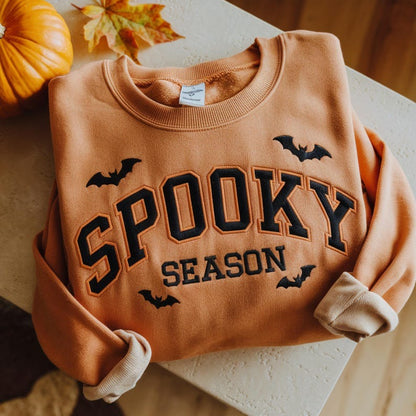 Spooky Season Embroidered Sweatshirt, Spooky Halloween Shirt, Women Halloween Shirt, Spooky Fall Shirt, Halloween Gift Tee, Women Spooky Tee